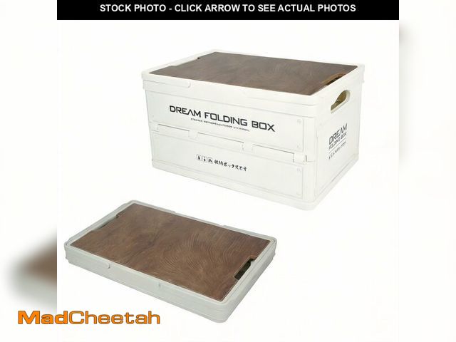 Lot 74-14265491 - bzmncv Compact 30L Collapsible Storage Bin with Removable Wooden Lid, 1 Pack Foldable Storage Box wi...