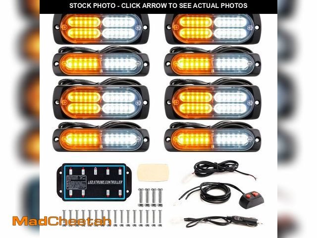 Lot 74-14295286 - BooYu 8-pcs Sync Feature LED Emergency Strobe Lights Ultra Slim Grille Surface Mount Flashing Warnin...