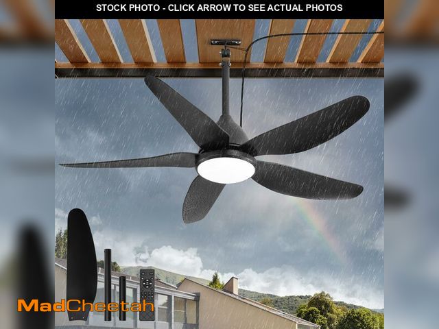 Lot 74-14334521 - Glowivia 46" Outdoor Ceiling Fan with Lights, IP65 Waterproof Gazebo Fan with Remote Control 6-Speed...