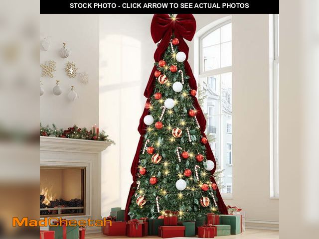 Lot 74-13045054 - Firstness Christmas Tree 6FT, Pop up Pre Decorated Pre Lit Artificial Xmas Tree with 150 LED Lights,...