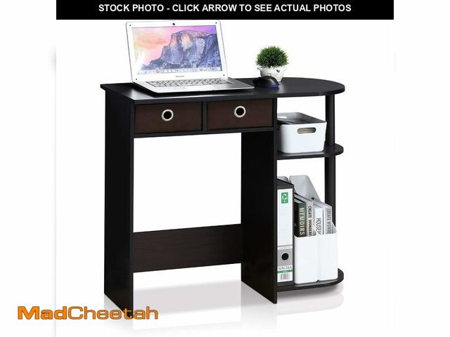Lot 74-14581847 - Furinno Go Green Desk, 31.5" Wide Gaming Desk with 2 Side Shelves and Storage Bins, Computer Desk, O...