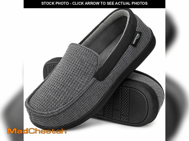 Lot 74-14297992 - HomeTop Men's Comfort Memory Foam Moccasin Slippers, Breathable Cotton Knit Terry Cloth House Shoes ...