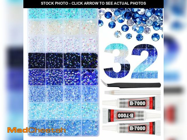 Lot 74-13711298 - 25000Pcs 32 Types Blue Jelly Resin Rhinestones for Bedazzling, Multicolor Flatback Gems for Crafting...