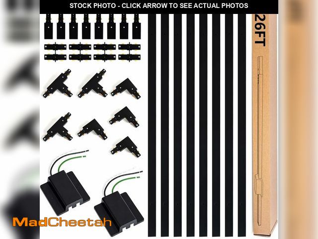 Lot 74-13697188 - TuyuBEE 26FT H Track Lighting Rails Kit with Floating Canopy Connector, Black H Type Track Rails wit...