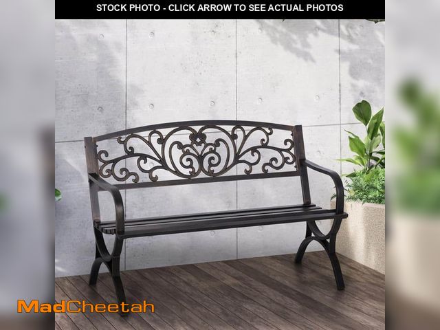 Lot 74-12558062 - PHI VILLA 50 in. Brass Metal Outdoor Bench - UNUSED
