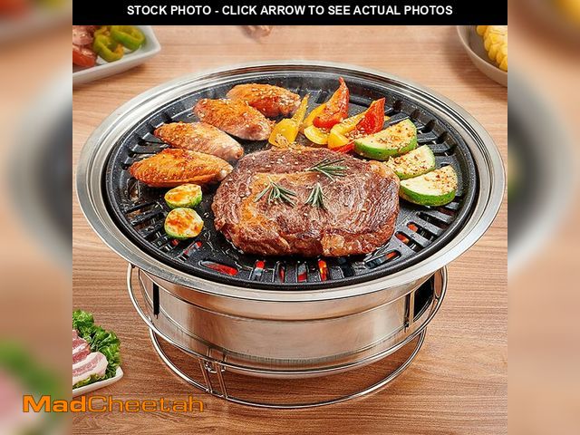 Lot 74-14051713 - PHOJEWI Korean BBQ Grill Charcoal, Small Charcoal Grill 13.7 Inches Portable Grill Stainless Steel B...