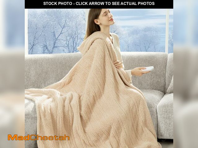 Lot 74-14428917 - LUZARTA Heated Throw Blanket 50"X60", Soft Sherpa, 4 hrs Auto Shut Off - UNUSED