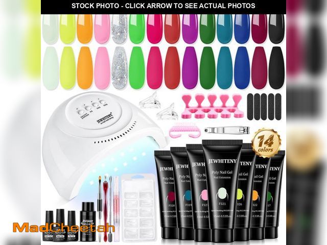 Lot 74-12050040 - JEWHITENY 14 Colors Poly Nail Gel Kit With U V Lamp Poly Nail Extension Gel All-in-one Kit Builder S...