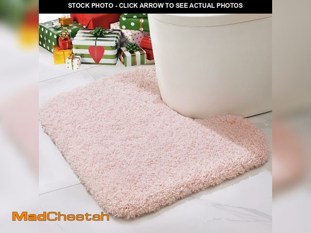 Lot 74-12701953 - ILANGO Pink Toilet Rugs U Shaped 22" Ãâ 24" Non Slip &amp; Super Absorbent Extra Thick Soft, Wash...
