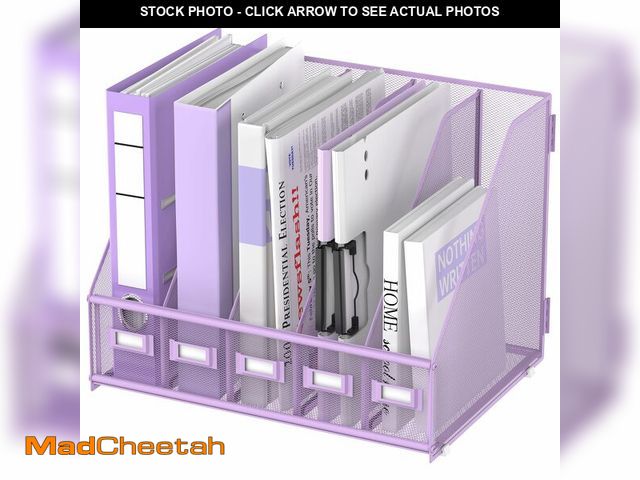 Lot 74-14213923 - SUPEASY Desk Organizers Metal Desk Magazine File Holder with 5 Vertical Compartments Rack File Organ...