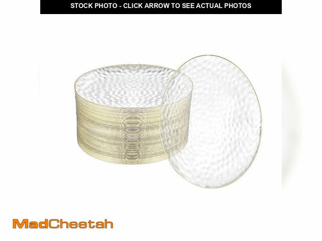 Lot 74-13953943 - R-kay 100 Pack 7 Inch Clear Plastic Plates - Hammered Gold Rimmed Sturdy, Durable And Extra Heavy du...