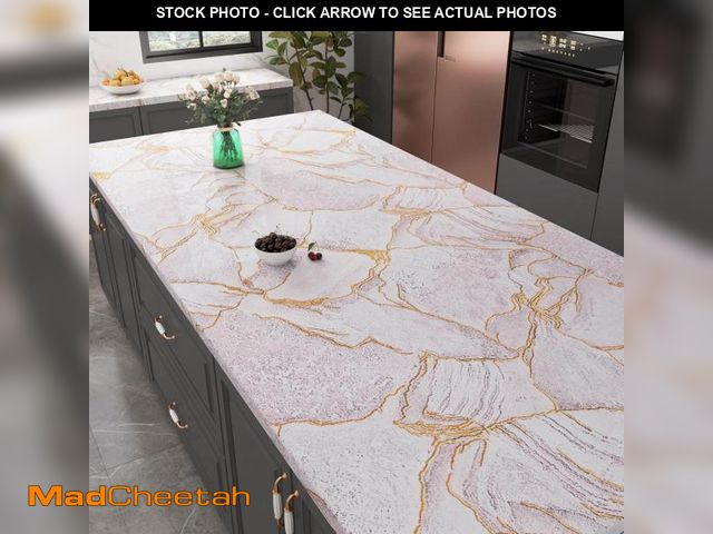 Lot 74-12524155 - YENHOME Marble Contact Paper for Countertops 30"X118" Purple Gold Marble Countertop Contact Paper Wa...