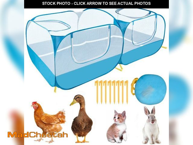 Lot 74-13627296 - Lukovee Small Animals Playpen, Chicken Pen with Escape-Proof Detachable Bottom &amp; 4 Zipper Doors,...
