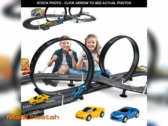 Lot 74-14435182 - Fisca Slot Car Race Track Sets, 20ft Electric/Hand Shake Slot Car Track, Dual Race Track Race Cars T...