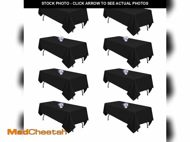 Lot 74-14430409 - pepmily 8 Pack 60 x 102 Inch Black Tablecloths for 6 Foot Rectangle Tables - USED