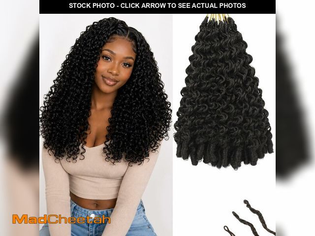 Lot 74-14211800 - New Burmese Curly Crochet Hair Natural Black Pre-Looped 16 Inch 8 packs,K-ThermSilk Fiber Soft Like ...
