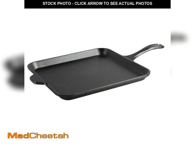 Lot 74-14382565 - Lodge Seasoned Cast Iron Square Griddle - 11 Inches - Durable Pan - Cast Iron Cookware for Pancakes,...