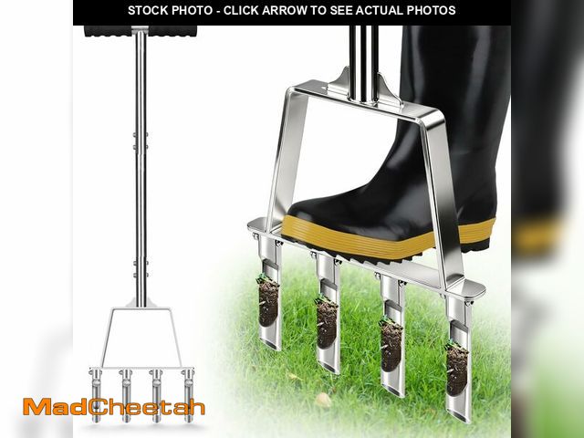 Lot 74-14207575 - Core Aerator Lawn Tool Manual Lawn Aerator Tool with 4 Hollow Tines Non-Clogging Heavy Duty Plug Aer...