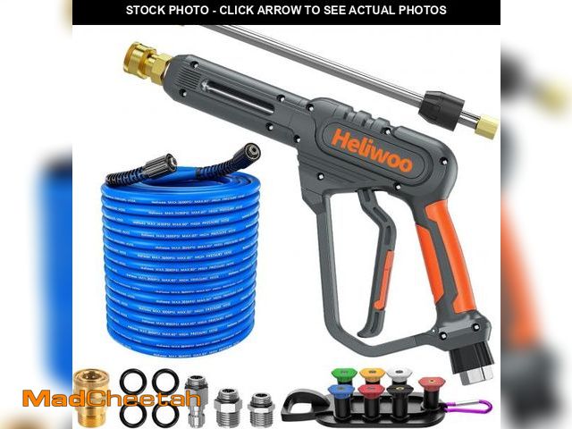 Lot 74-11907057 - Heliwoo Pressure Washer Gun and Hose 3600 PSI, 50 FT Power Washer Hose, Extension Wand, 3/8" Swivel ...