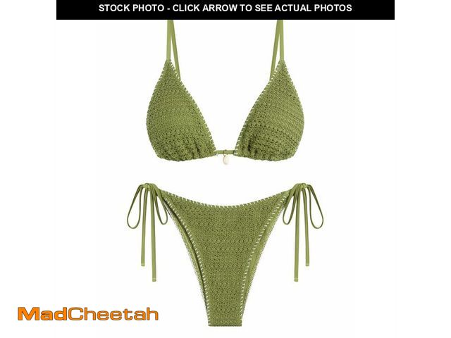 Lot 74-14055034 - ZAFUL Women's Triangle Bikini Set Crochet String Cheeky Swimsuit Sexy Halter Lace 2 Piece Bathing Su...