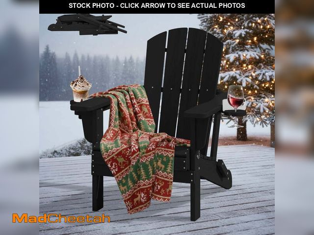 Lot 74-12803725 - SERWALL Folding Adirondack Chair Set with Dual Cup Holders &amp; Phone Holder, All-Weather HDPE Fire...