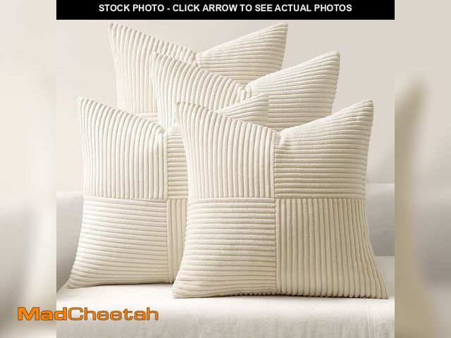 Lot 74-13546032 - MIULEE Beige Throw Pillow Covers 18x18 Inch Set of 4 Boho Patchwork Cushion Cases Modern Farmhouse P...