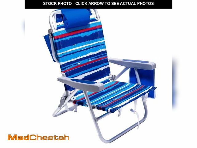 Lot 74-14352571 - Sunnyfeel Extra Wide Low Beach Chair, 5 Position Lay Flat, 500 LBS Heavy Duty, XL Portable Folding C...