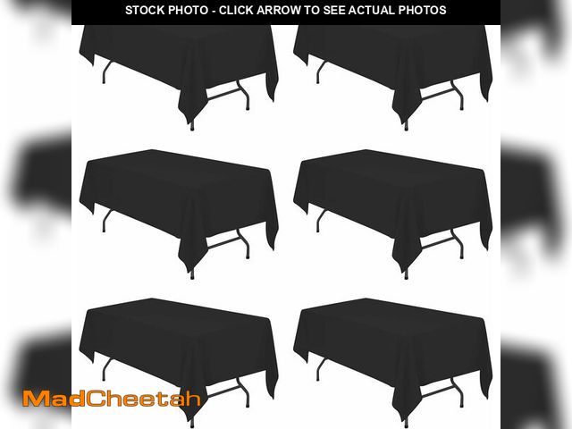 Lot 74-12324467 - BRILLMAX 6 Pack Black Tablecloths for 6 Foot Rectangle Tables 60 x 102 Inch - 6ft Rectangular Bulk L...