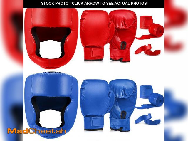 Lot 74-12217303 - Kanayu 14 Pcs Boxing Set Including 2 Pair of 16 oz Boxing Gloves Headgear Helmet Hand Wraps Mouth Gu...