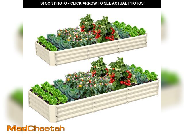 Lot 74-13817894 - 2 Pack 8x3x1ft Galvanized Raised Garden Bed Metal Above Ground Planter Box Kit Outdoor for Vegetable...