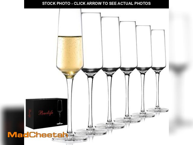 Lot 74-13540467 - BACLIFE Champagne Flutes - Hand Blown Elegant Champagne Glasses Set of 6 - Unique Gift for Mother's ...