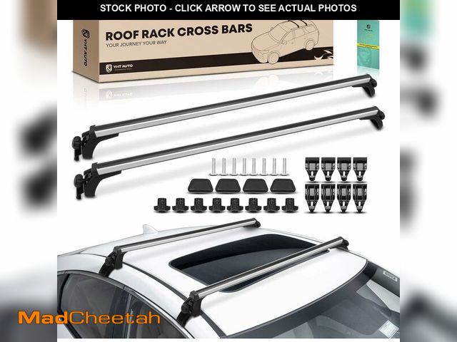 Lot 74-12100813 - YHTAUTO 165LBS 52" Universal Roof Rack Cross Bars with 3 Pairs of Mounting Clamps Fit Vehicle W/Nake...