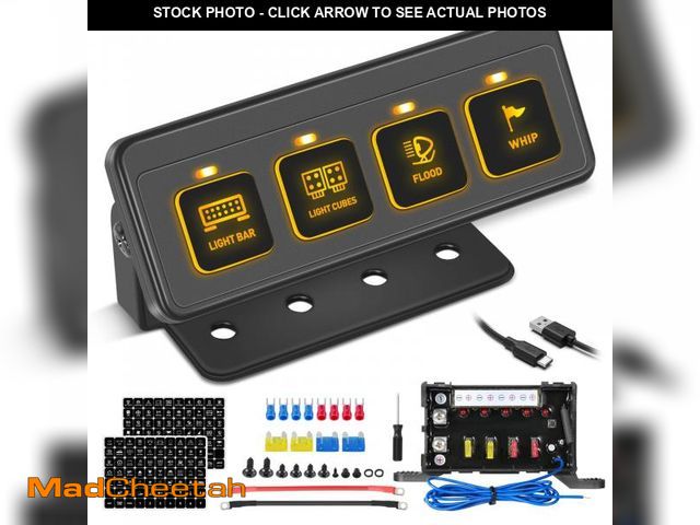 Lot 74-12444376 - Wireless 4 Gang Switch Panel, Niking Auto Multifunction Offroad LED Switch Pods with Toggle Pulse Au...