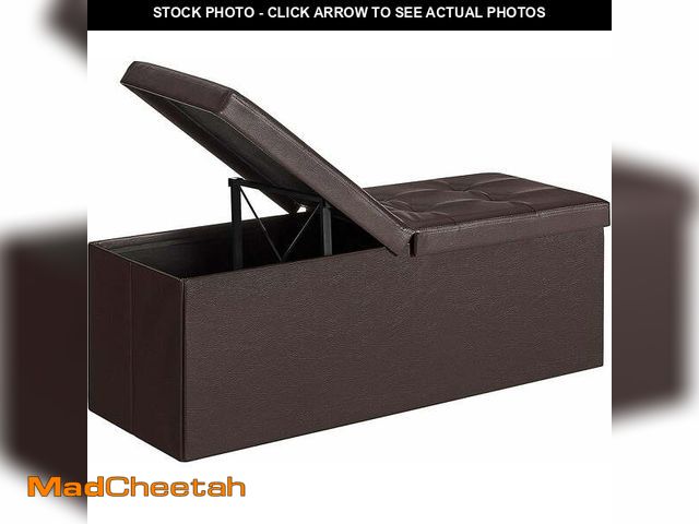 Lot 74-12779391 - SONGMICS 43" Folding Storage Ottoman Bench Storage Chest Ottoman with Storage Leather Footrest Seat ...