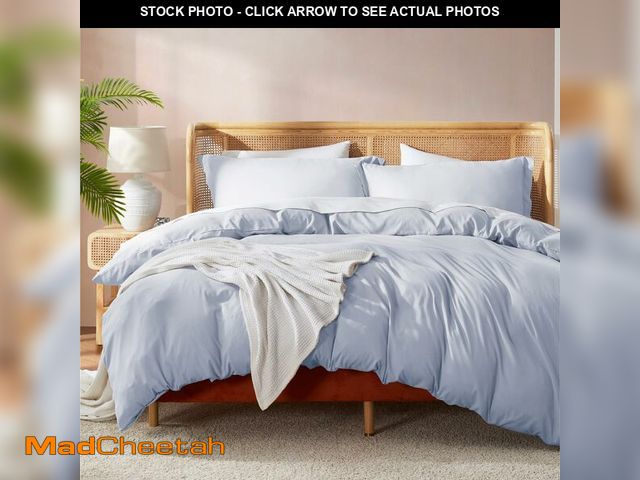 Lot 74-13546443 - Nestl Ice Blue Duvet Cover Queen Size - Soft Double Brushed Queen Duvet Cover Set, 3 Piece, with But...