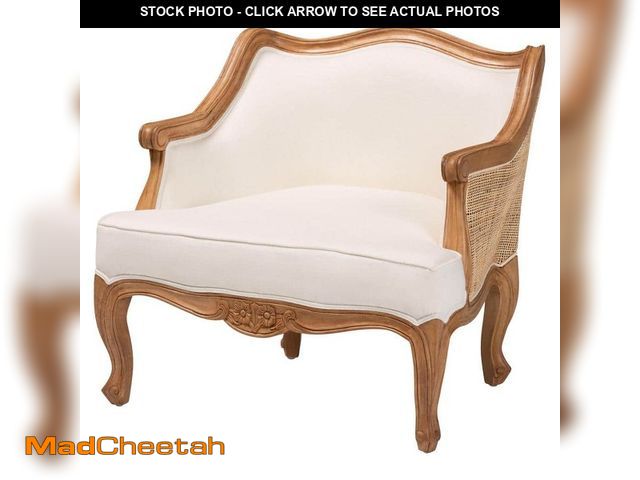 Lot 74-12997924 - bali &amp; pari Sylvestra Beige and Honey Oak Accent Chair with Natural Rattan - UNUSED