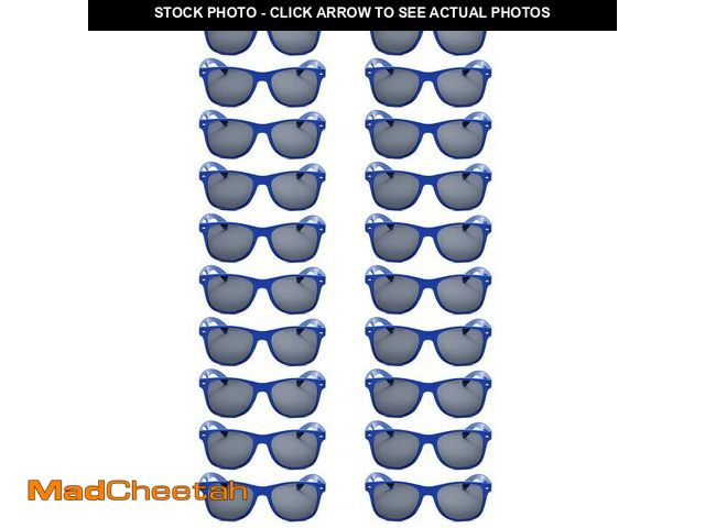 Lot 74-14212830 - QYVEWY 20 Pairs Bulk Sunglasses for Adult Retro 70s 90s Cheap Glasses (Blue) - UNUSED