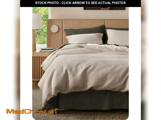 Lot 74-14331633 - Bedsure Cotton Duvet Cover King - 100% Cotton Waffle Weave Linen Color Duvet Cover, PureWoven Breath...