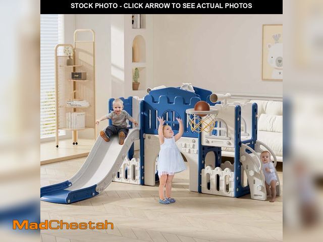 Lot 74-12679805 - WFUN 9 in 1 Toddler Slide PlaySet for kids indoor/outdoor for Toddlers Age 1+, Blue &amp; Gray - UNU...