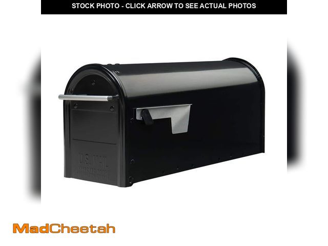 Lot 74-14585615 - Architectural Mailboxes Franklin Black, Medium, Steel, Post Mount Mailbox with Satin Nickel Handle F...