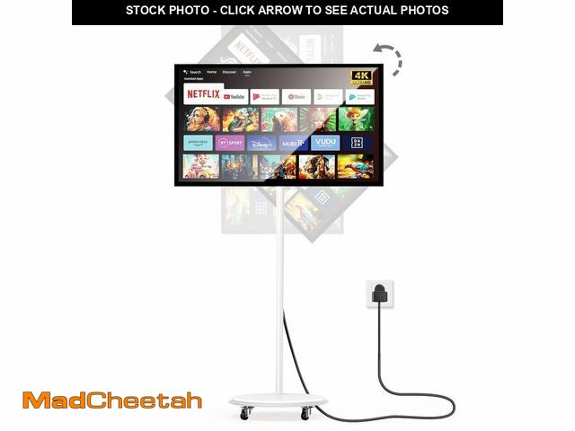 Lot 74-12572023 - OHYEAHSPIN 43 Inch Portable TV on Wheels, MWE 4K Smart Touch Screen Rolling TV LCD Display with Wire...