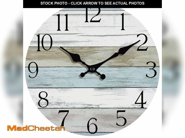 Lot 74-12713065 - HYLANDA Wall Clock, 14 Inch Wall Clocks Battery Operated Silent Non Ticking, Large Wooden Clocks Dec...