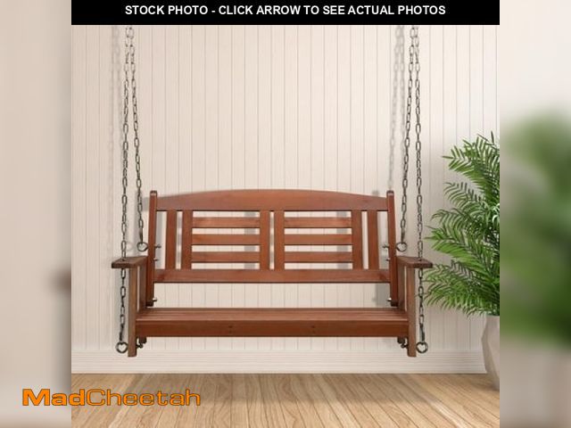 Lot 74-12154721 - Ktaxon Wooden Porch Swing for Courtyard &amp; Garden &amp; Patio with Chain 500 LBS Reddish Brown - ...