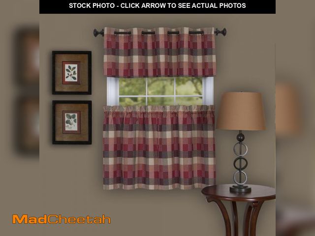 Lot 74-4687618 - Set of 4 Achim Home Furnishings Ombre Waterfall Valance, Sage, 58" x 14", Burgundy - UNUSED