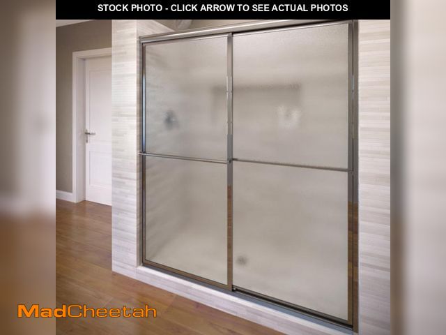 Lot 74-12387509 - Basco Deluxe Shower Door Framed Obscure Glass Sliding Door, Silver - UNUSED