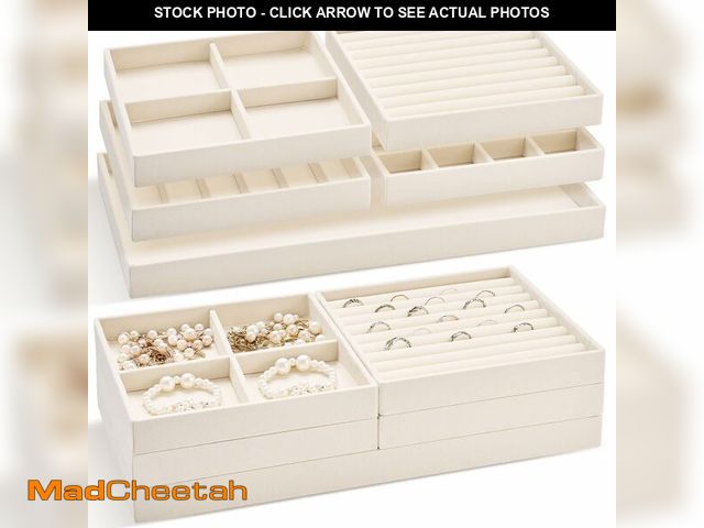 Lot 74-14424756 - Cinnvoice Set of 10 Stackable Jewelry Organizer Trays for Drawer 14 Inch Velvet Jewelry Drawer Inser...