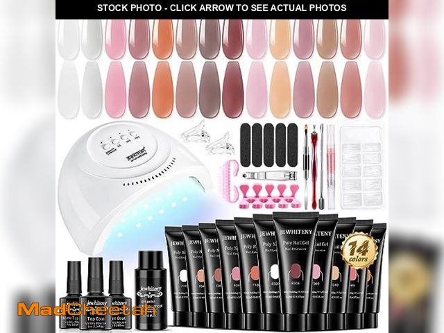 Lot 74-11907488 - JEWHITENY Poly Extension Gel Kit With 48W LED Nail Lamp 14 Colors Builder Extension Gel All-in-One F...