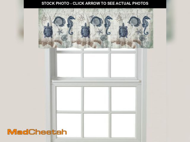 Lot 74-4829551 - Rosecliff Heights Dowding Blue Seaside Postcard 18" x 60" Window Valance KFBM1707 - UNUSED