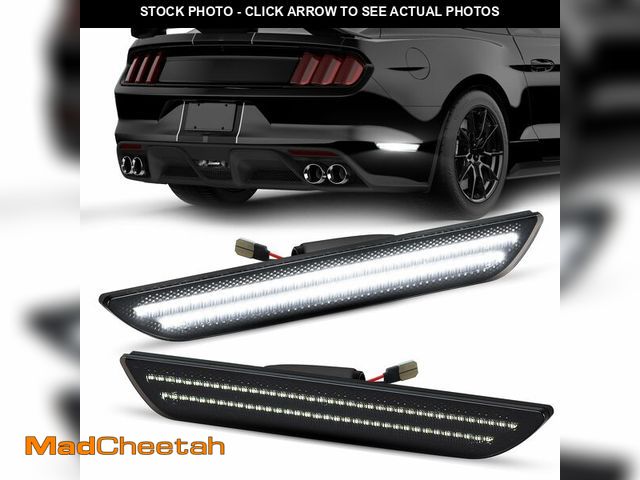 Lot 74-13951680 - LED Side Marker Lights for Ford Mustang 2015-2023, Smoked Lens White Fender Reflector Lamps, Rear Ca...