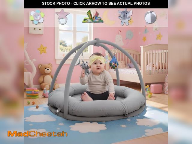 Lot 74-12371882 - Hiseeme 5-in-1 Baby Play Gym Mat, Thick &amp; Plush Baby Playmats, Tummy Time Mat with 5 Sensory Toy...